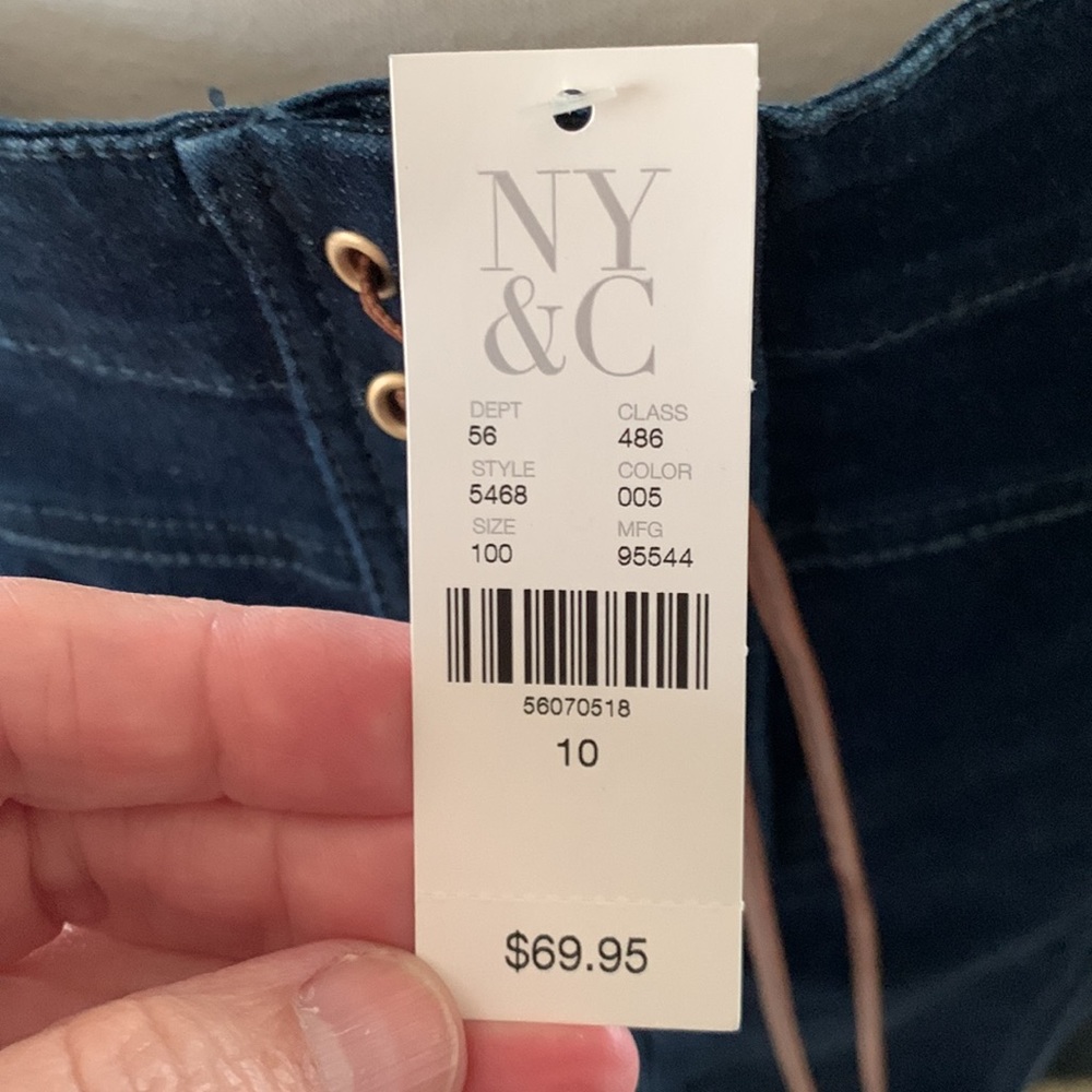 NWT “NY&C” stretch denim pencil skirt w/leather tie back detail! - Picture 7 of 7